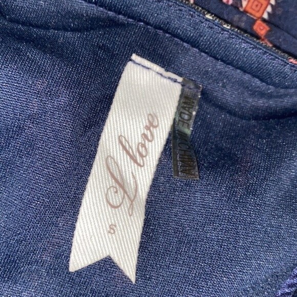 L Love small navy blue boho bell sleeve dress - Picture 5 of 8